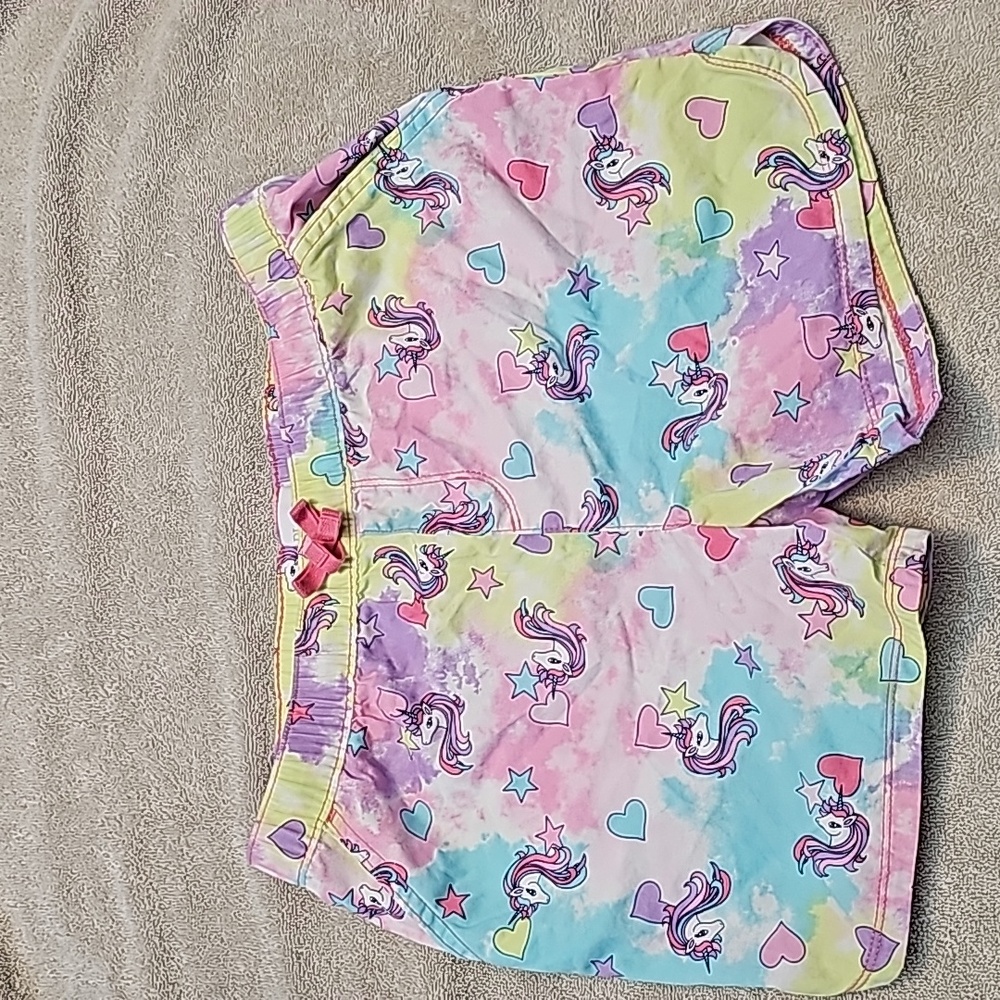Unicorn rainbow print shorts